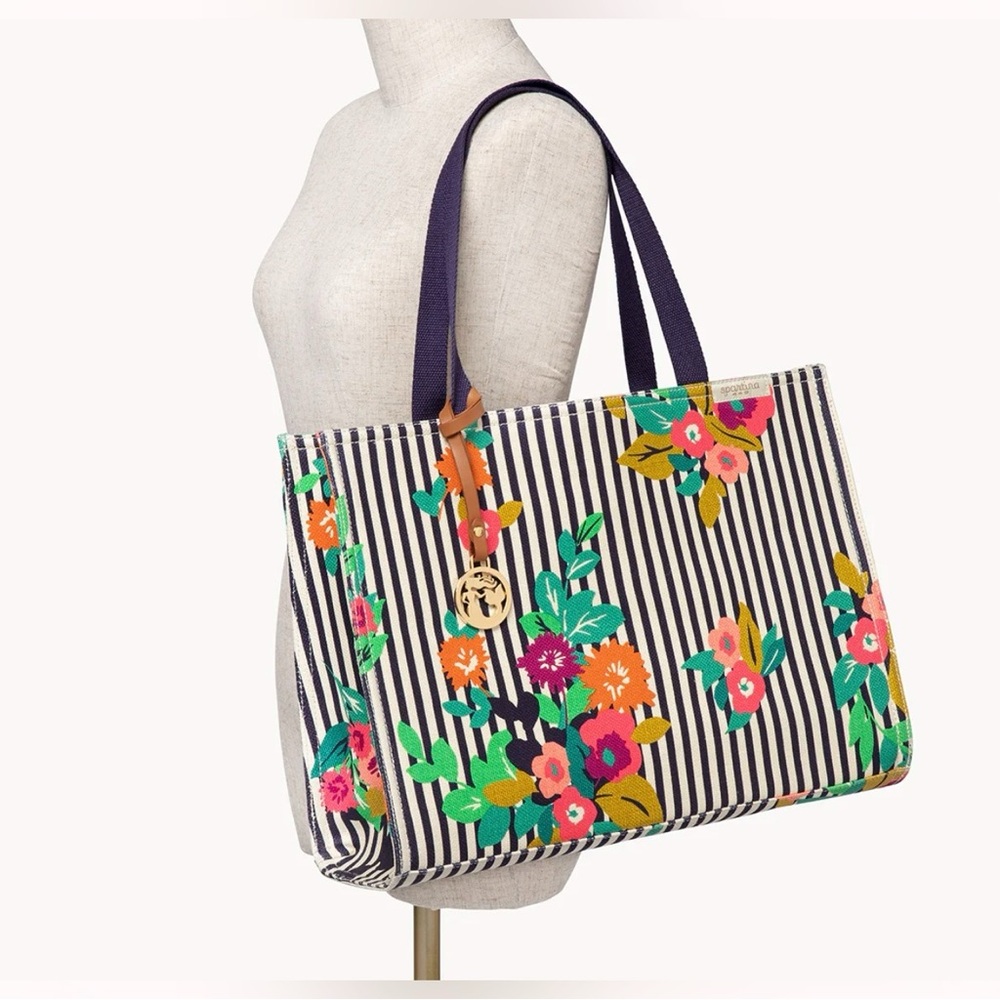 Floral Striped Tote Bag